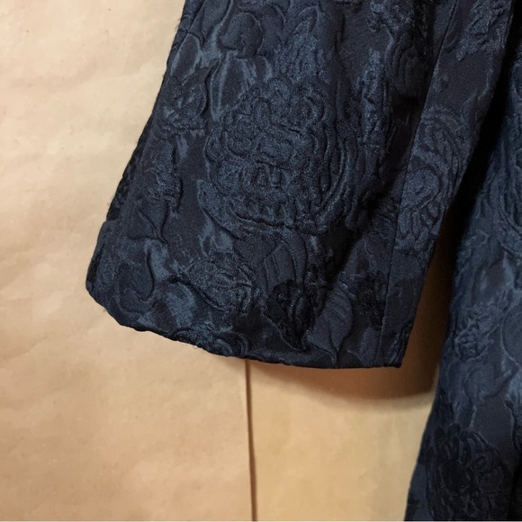 Neiman Marcus Vintage Brocade Floral Jacquard Coat Peacoat Evening Black Size M - Picture 9 of 13